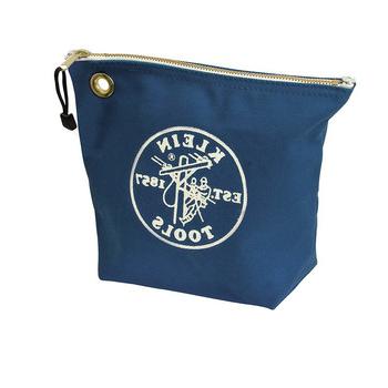 CASES AND BAGS | Klein Tools 5539BLU 10 in. x 3.5 in. x 8 in. Canvas Zipper Consumables Tool Pouch - Blue